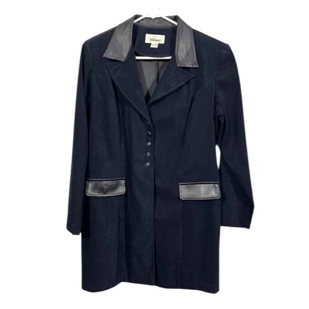 Vintage Worthington Navy Suede Button Blazer Jacket Overcoat Size 14P
